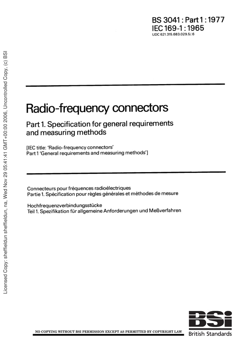 BS-3041-1-1977 IEC-60169-1-1965.pdf_第1页