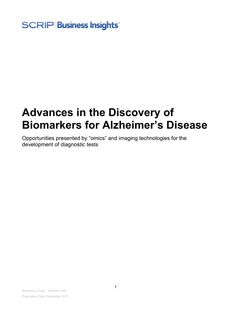 Advances in the Discovery of Biomarkers for Alzheimer’s Disease.pdf_第1页