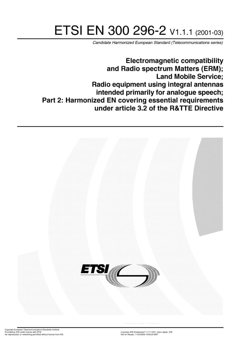 ETSI EN-300-296-2-V1.1.1-2001.pdf_第1页