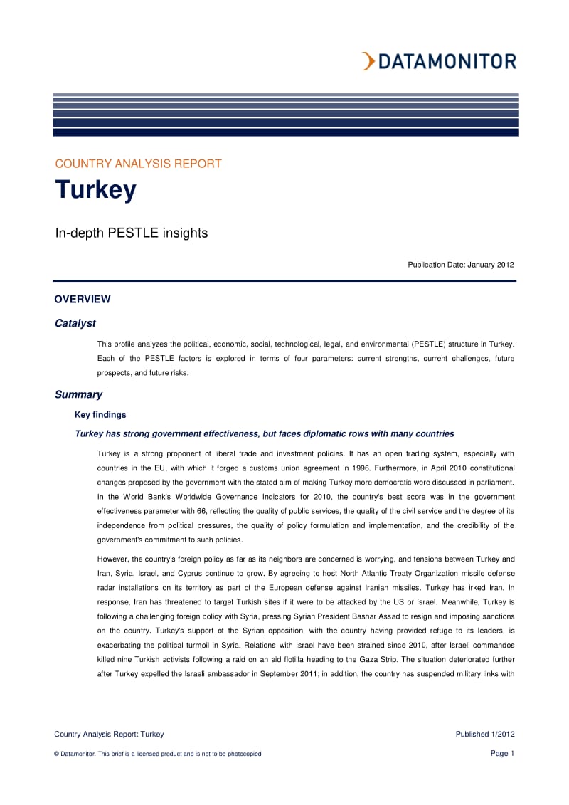 COUNTRY ANALYSIS REPORT - Turkey.pdf_第1页