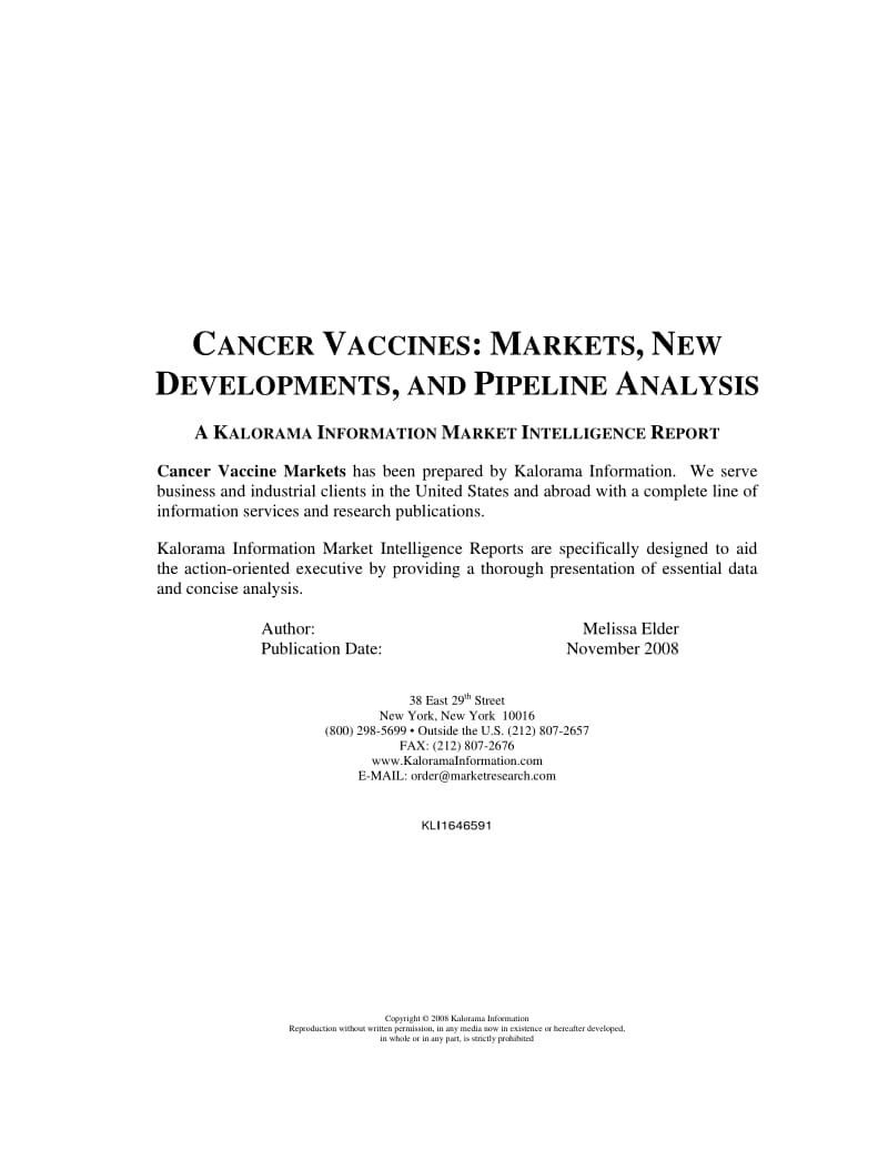 Emerging Cancer Vaccines：Market Forecasts, New Developments and Pipeline Analysis, 3rd Edition.pdf_第2页