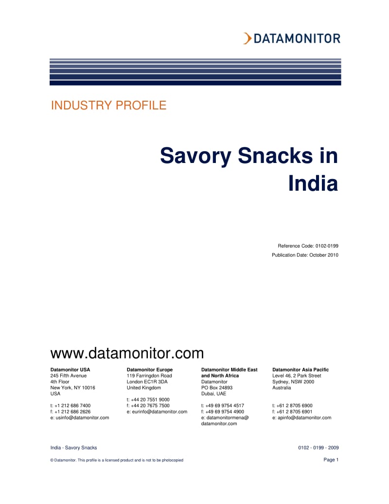 Savory Snacks in India 2009-2014.pdf_第1页