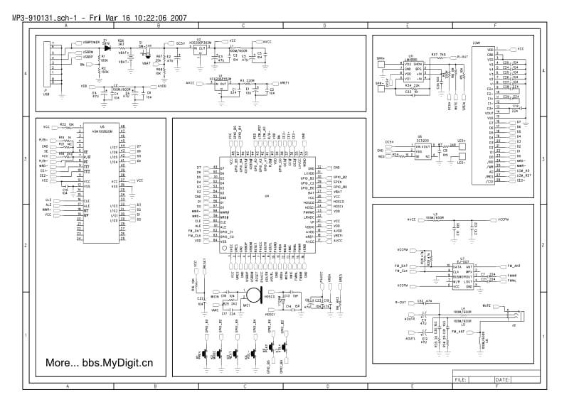 MP3、MP4维修资料：汇影HY-662-ATJ2091N-板号MP3-910131电路图.pdf_第3页