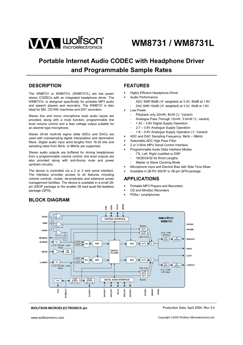 IC资料-WM8731 Audio Codec.pdf_第1页