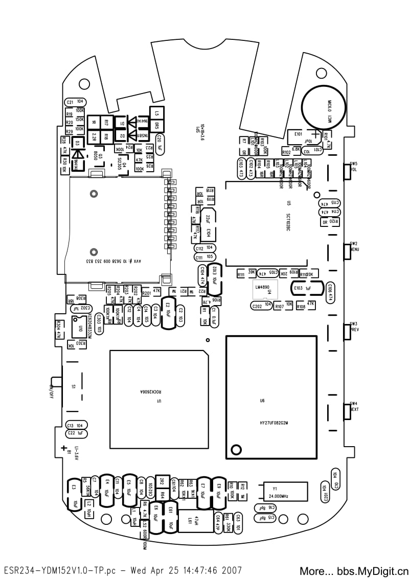 MP3、MP4维修资料：汇影HY-619-板号ESR234-YDM152-RK2606A电路图.pdf_第2页