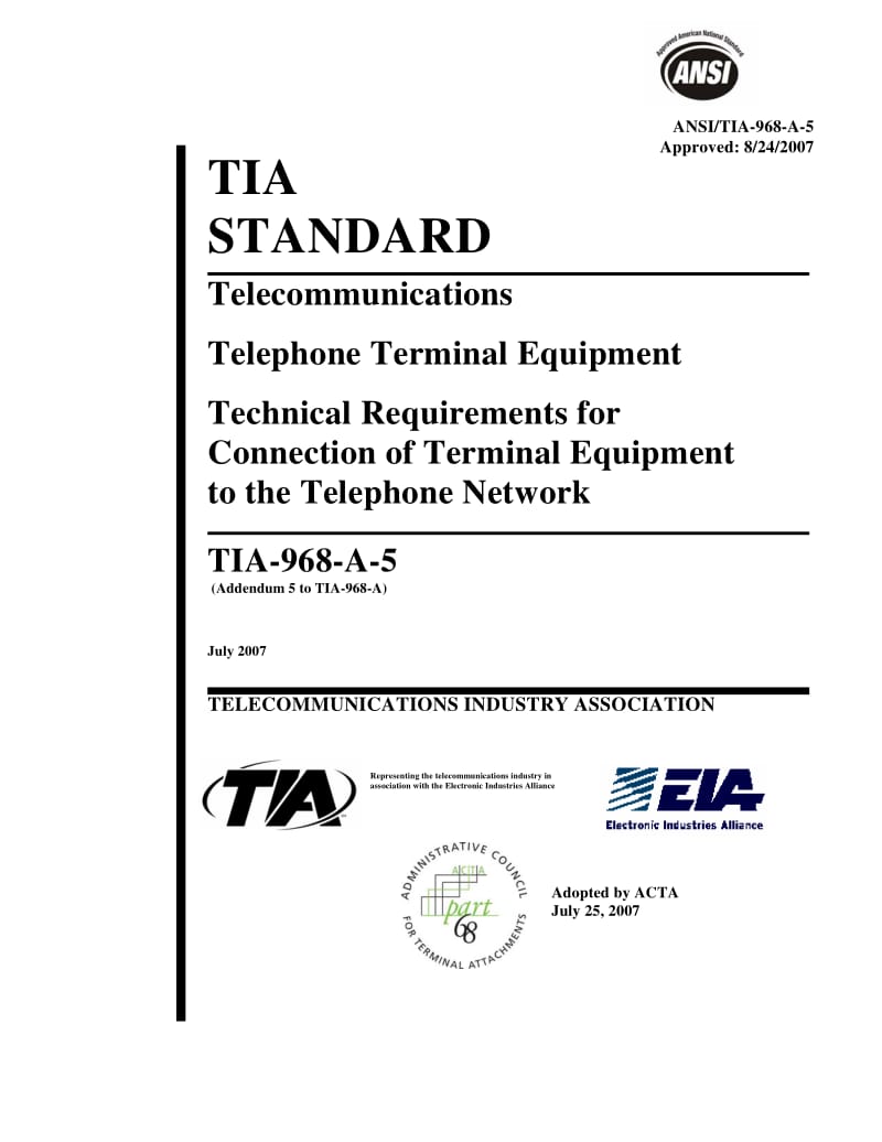 TIA标准 TIA-968-A-5-2007 电话终端设备.pdf_第1页