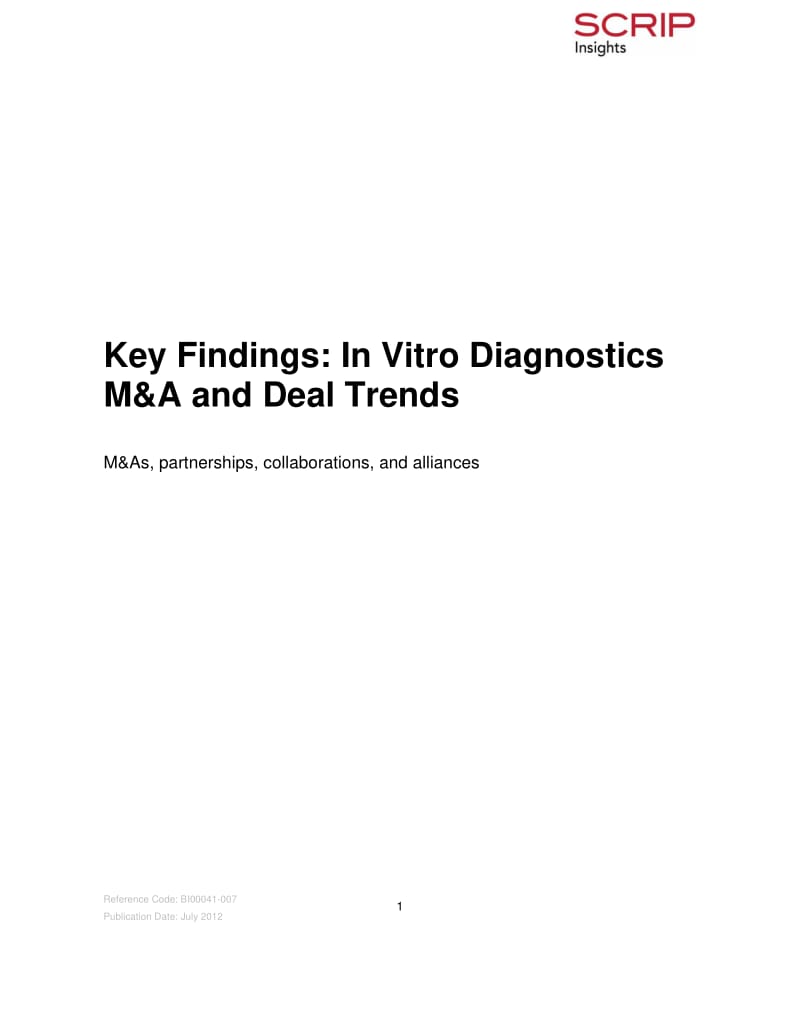 Key Findings： In Vitro Diagnostics M&ampA and Deal Trends.pdf_第1页