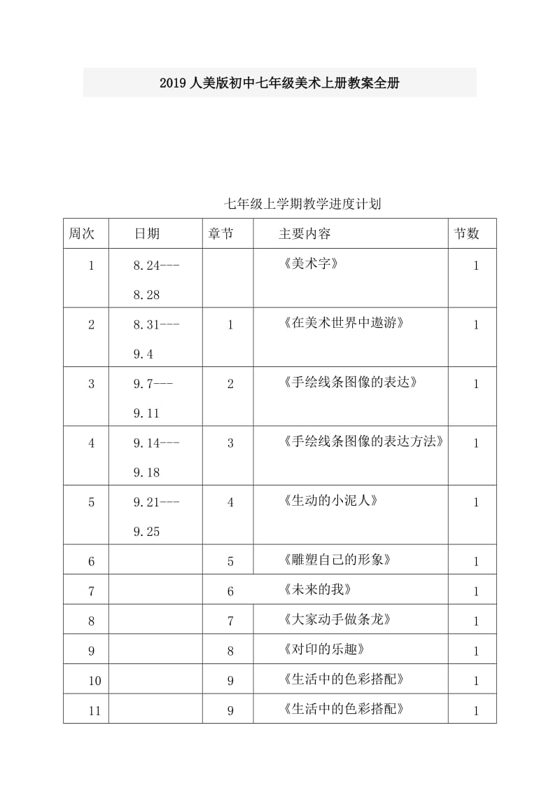 2019人美版初中七年级美术上册教案全册.doc_第1页