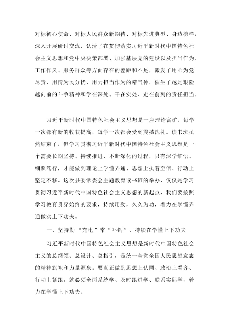 某县委常委会主题教育读书班结束时的讲话材料.doc_第3页