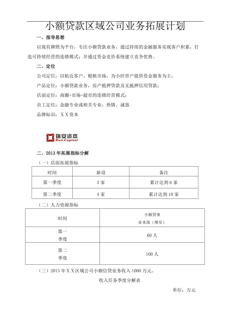 小额贷款区域公司业务拓展计划.doc_第1页