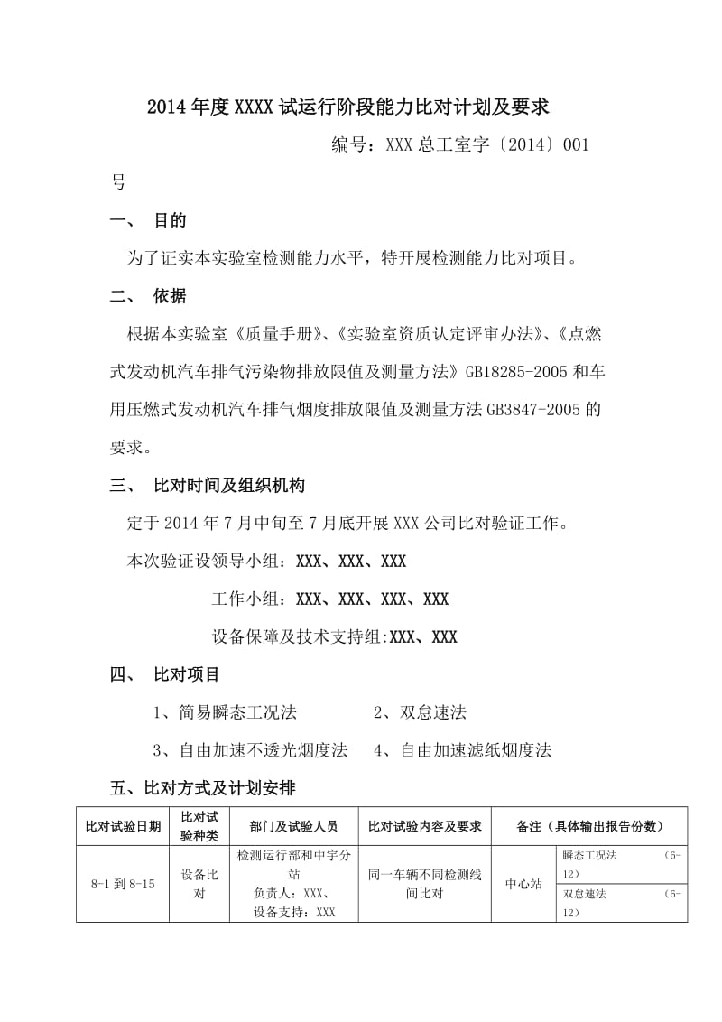 实验室试运行阶段能力比对计划及要求.doc_第1页