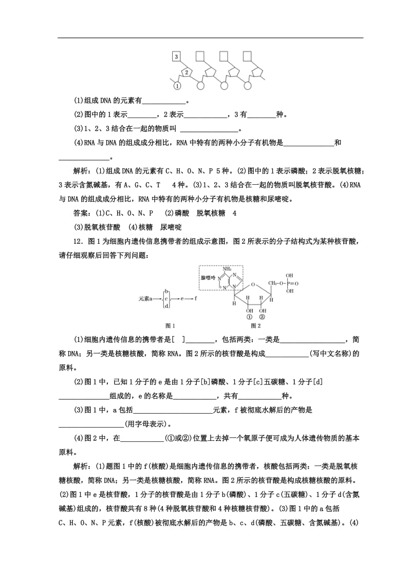 2019-2020学年高中生物苏教版必修1课时跟踪检测：（二） 生物大分子的基本骨架与核酸 Word版含答案.doc_第3页