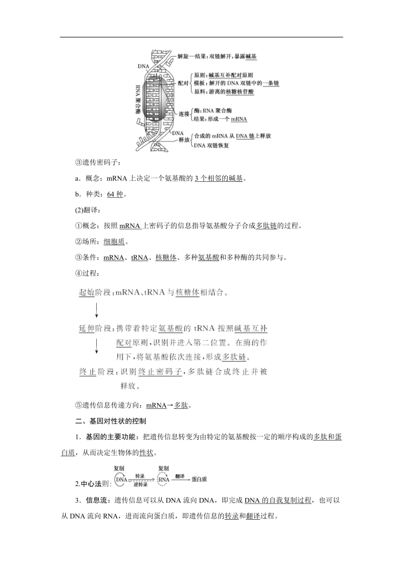 2019-2020学年高一生物苏教版必修二教学案：第四章 第三节 基因控制蛋白质的合成 Word版含答案.doc_第2页