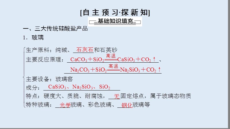 2019-2020学年高中化学新同步人教版选修1课件：第3章 第3节　玻璃、陶瓷和水泥 .ppt_第3页