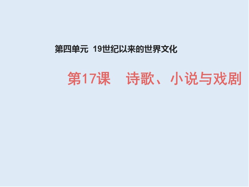 2019-2020学年历史岳麓版必修三课件：第17课 诗歌、小说与戏剧（1） .ppt_第1页