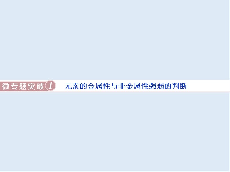 2019-2020学年新素养培优同步人教版化学必修二课件：1.2 微专题突破1　元素的金属性与非金属性强弱的判断 .ppt_第1页