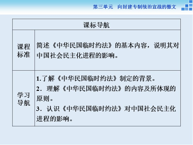 2019-2020学年高中历史人教版选修2课件：第三单元第3课 《中华民国临时约法》.ppt_第3页