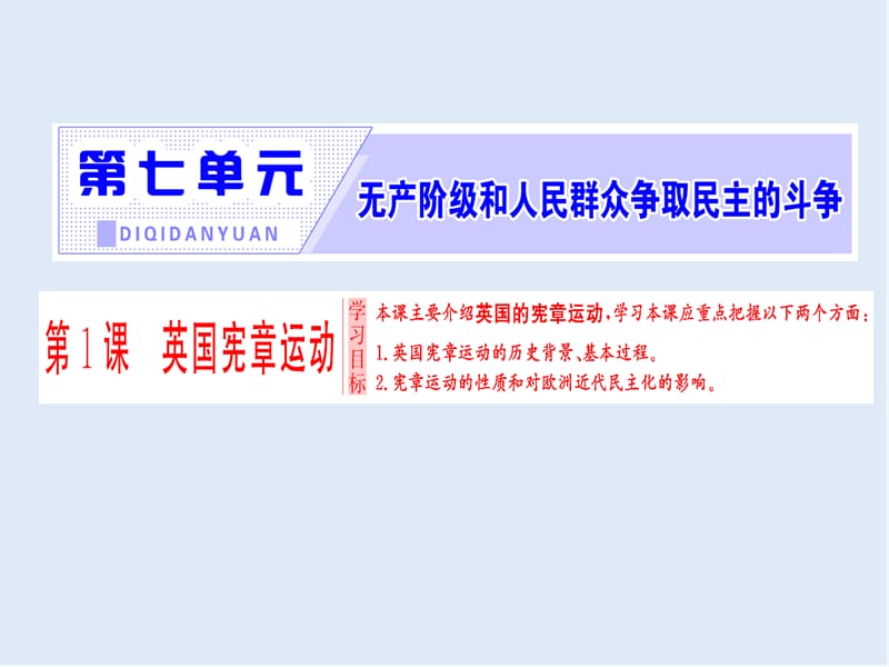 2019-2020学年高中人教版历史选修2课件：第7单元 第1课　英国宪章运动 .ppt_第1页