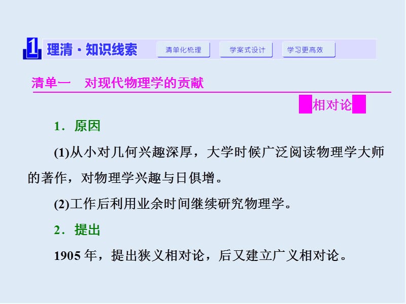 2019-2020学年高中历史岳麓版选修四课件：第五单元 第20课 20世纪科学巨匠爱因斯坦 .ppt_第2页