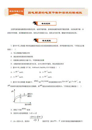 2020届高考化学二轮复习系列之疯狂专练15 弱电解质的电离平衡和溶液酸碱性 含解析.docx