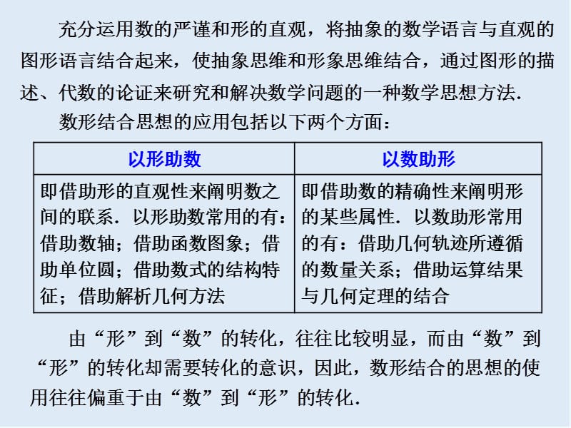 2019版二轮复习数学通用版课件：第二部分 第二板块 贯通4大数学思想 思想（二） 数形结合　直观快捷 .ppt_第2页