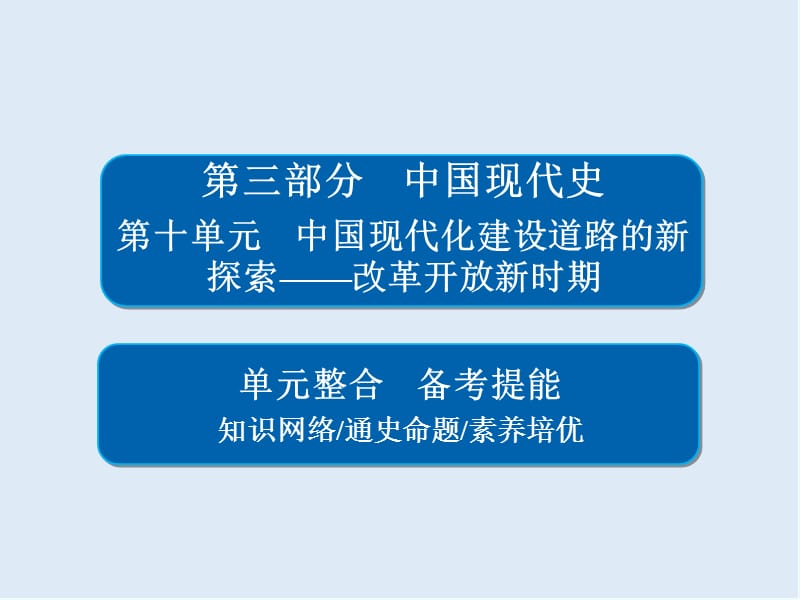 2019版历史一轮通史版课件：第十单元　中国现代化建设道路的新探索——改革开放新时期 单元整合 Word版含解析.ppt_第1页