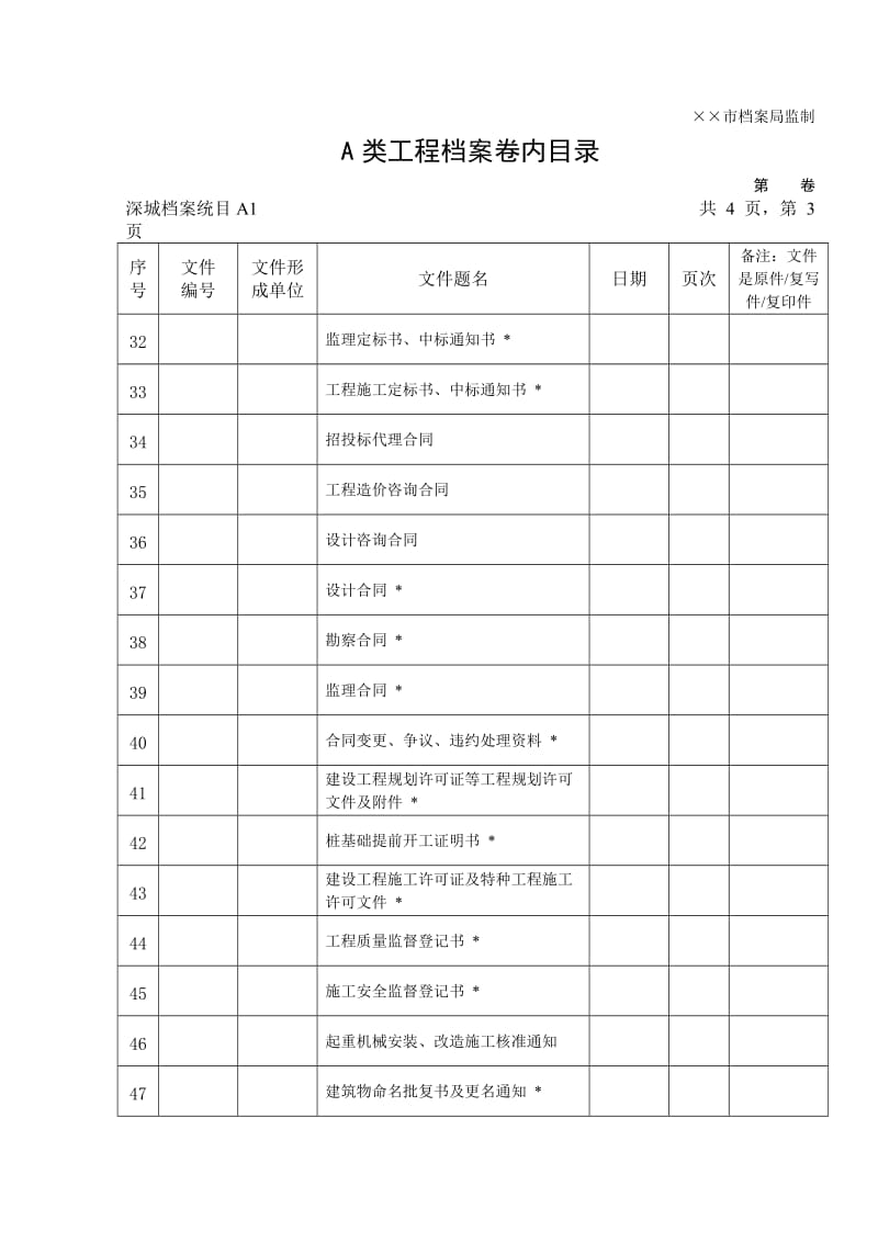 建筑工程A类工程档案卷内目录.doc_第3页