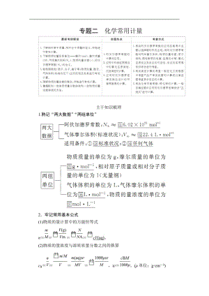 2020年高考化学大二轮复习冲刺习题：专题重点突破 专题二 化学常用计量 Word版含解析.doc