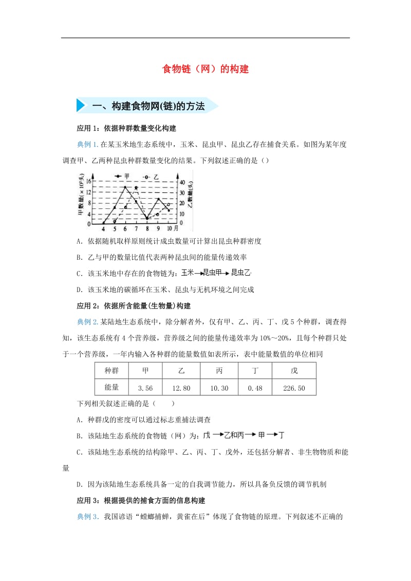 2020届高三生物精准培优专练十八食物链网的构建含解.docx_第1页