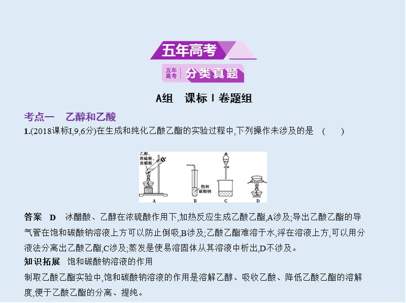 2020版高考化学（课标I）一轮课件：专题十九 生活中常见的有机物 .pptx_第2页