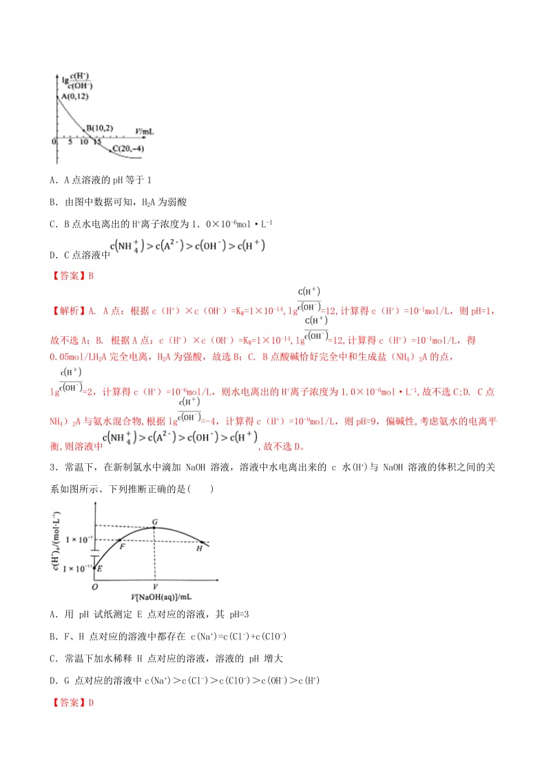 2019年高考化学满分专练专题07水溶液离子平衡含解.doc_第2页