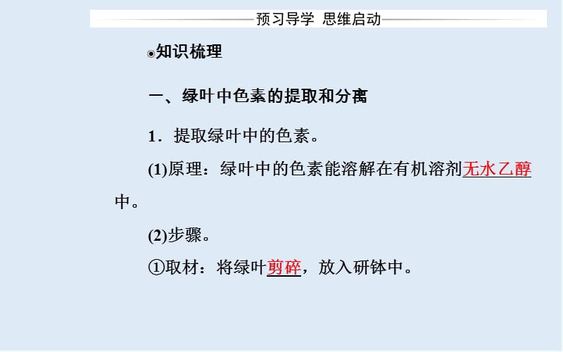 2019-2020年生物必修1（人教版）课件：第5章第4节第1课时捕获光能的色素和结构 .ppt_第3页