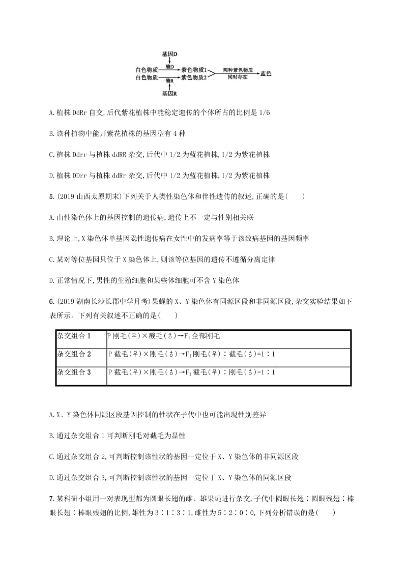 通用版2020版高考生物大二轮复习专题突破练10遗传的基本规律和伴性遗传含解析.docx_第2页