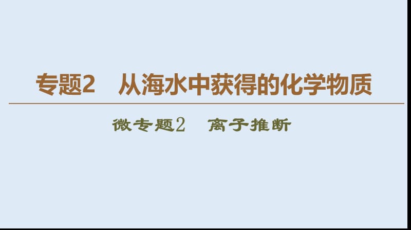 2019-2020年高中化学专题2微专题2离子推断课件苏教版必修1.ppt_第1页