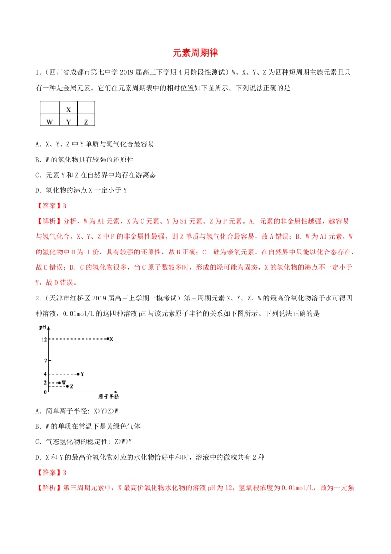 2020年领军高考化学真题透析专题5.2元素周期律高效演练含解析2.doc_第1页