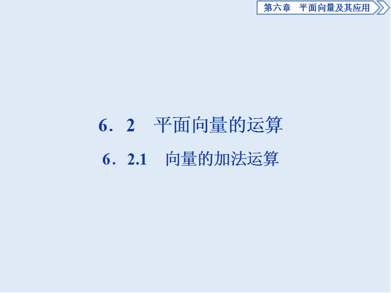 （新教材）2019-2020学年新素养同步人教A版高中数学必修第二册课件：6．2.1　向量的加法运算 .ppt_第1页