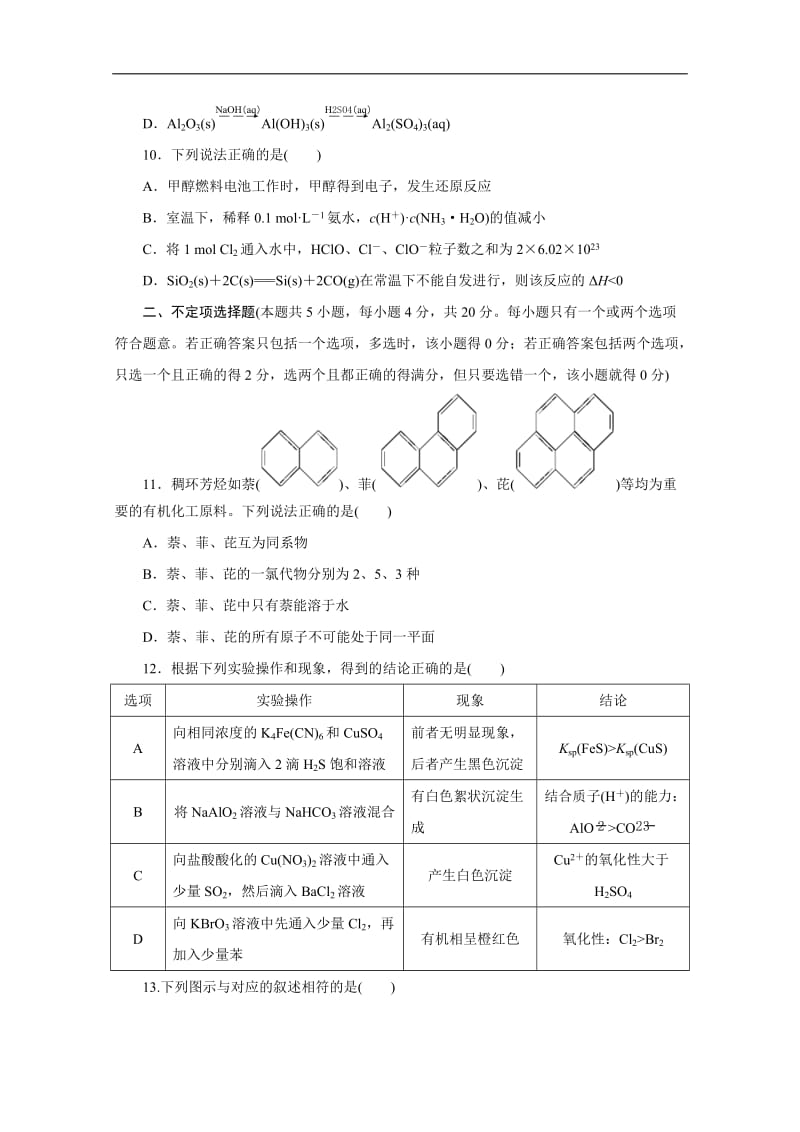 2020版江苏省高考化学三轮复习练习：仿真冲刺练（五） Word版含解析.doc_第3页