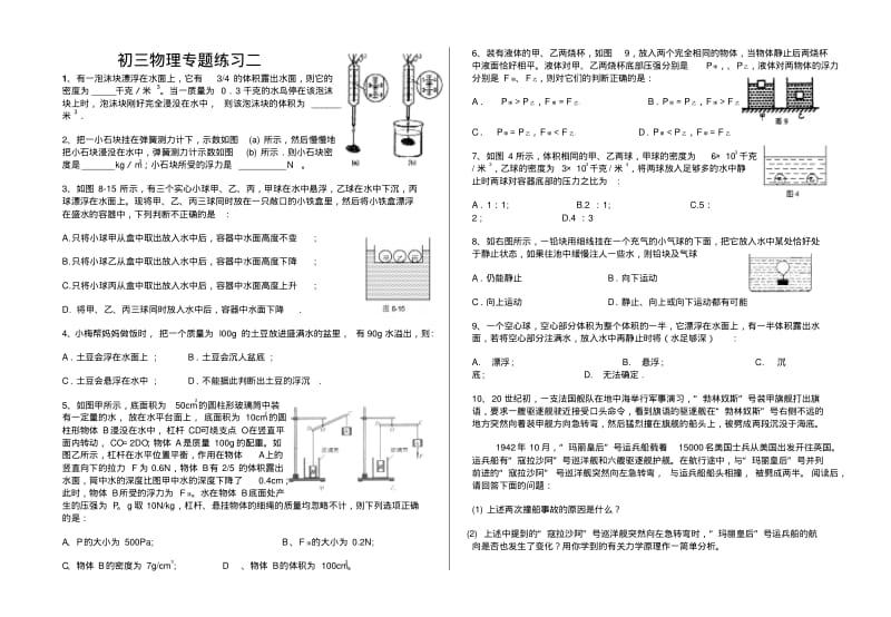 初三物理专题练习.pdf_第1页