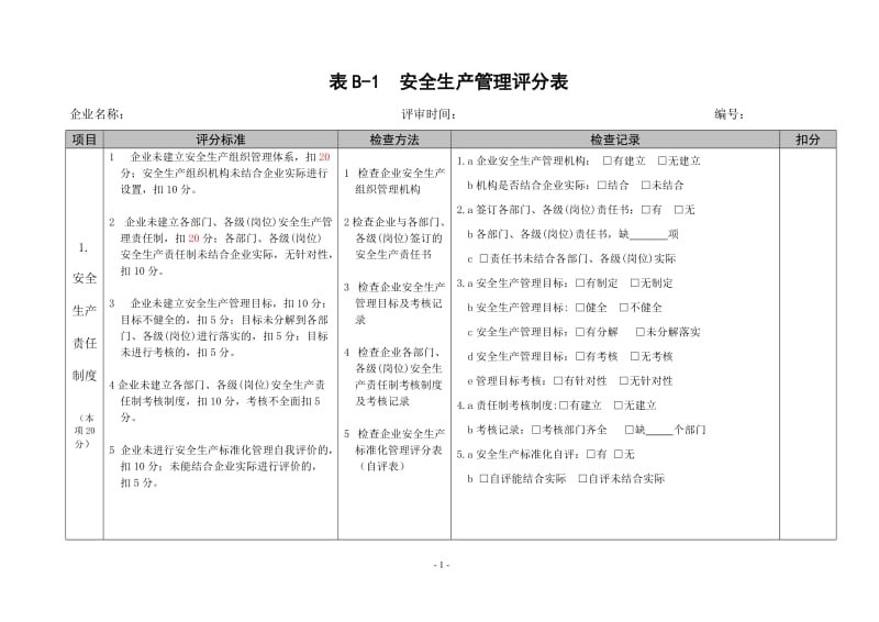 安全生产管理评分表.doc_第1页