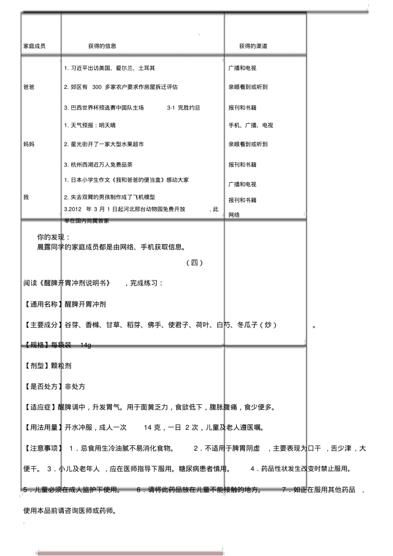 小学五年级非连续性文本阅读专项训练题(含答案).pdf_第2页