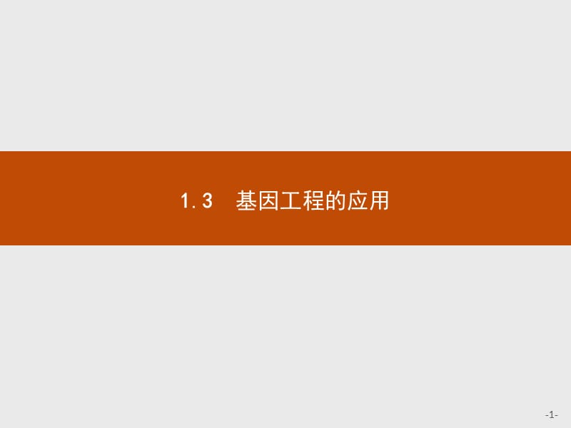 2019-2020学年高中生物人教版选修3课件：1.3基因工程的应用 .pptx_第1页