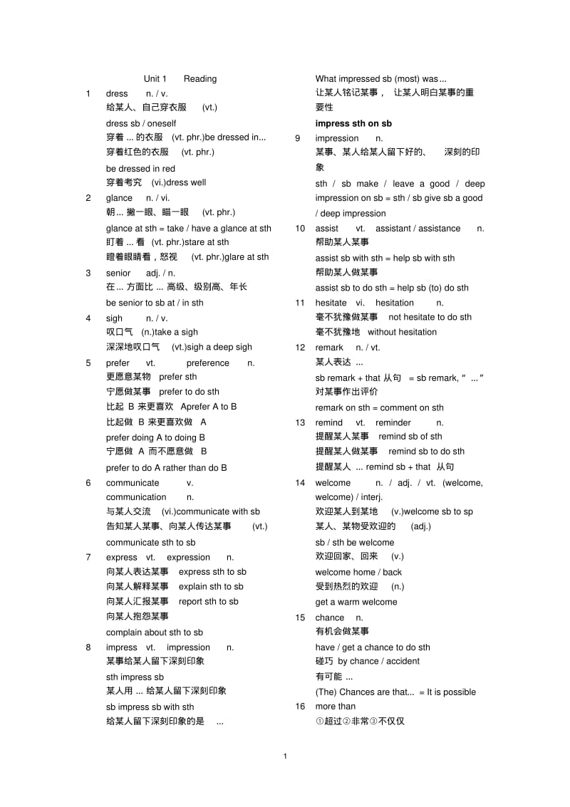 牛津英语上海版高一第一学期期末笔记整理综述.pdf_第1页