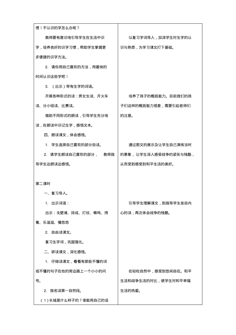 2014年二年级语文上册教学设计：27《戈壁滩上古长城》(冀教版).pdf_第3页