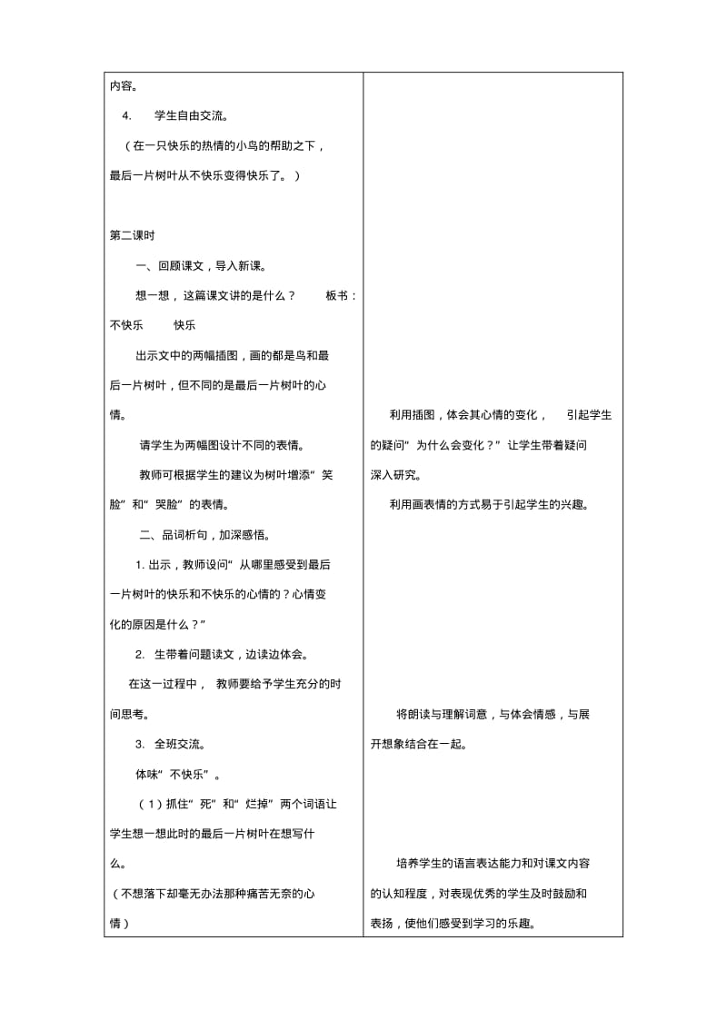 2014年二年级语文上册教学设计：23《最后一片树叶》(冀教版).pdf_第3页