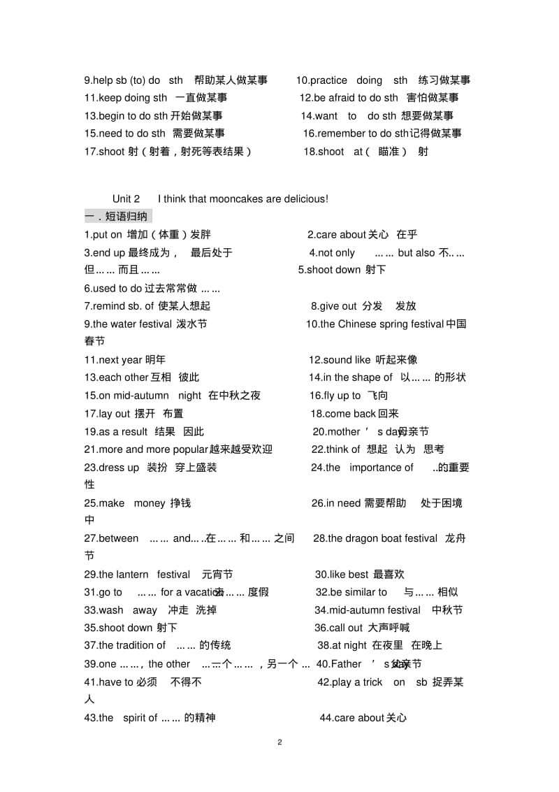 2017-2018新人教版九年级英语全册知识点归纳及习题(最新、最全).pdf_第2页