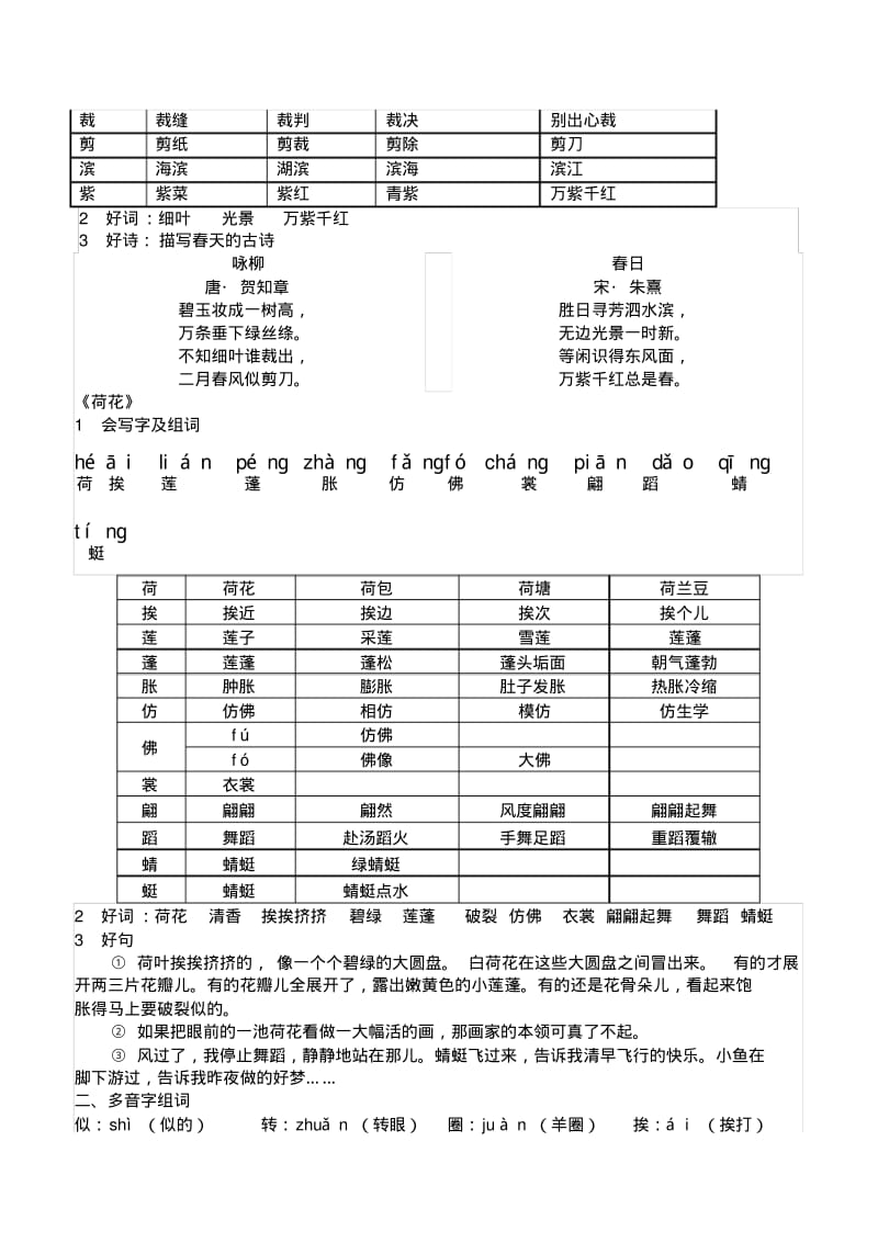 人教版三年级语文(下册)各单元知识要点归纳.pdf_第2页