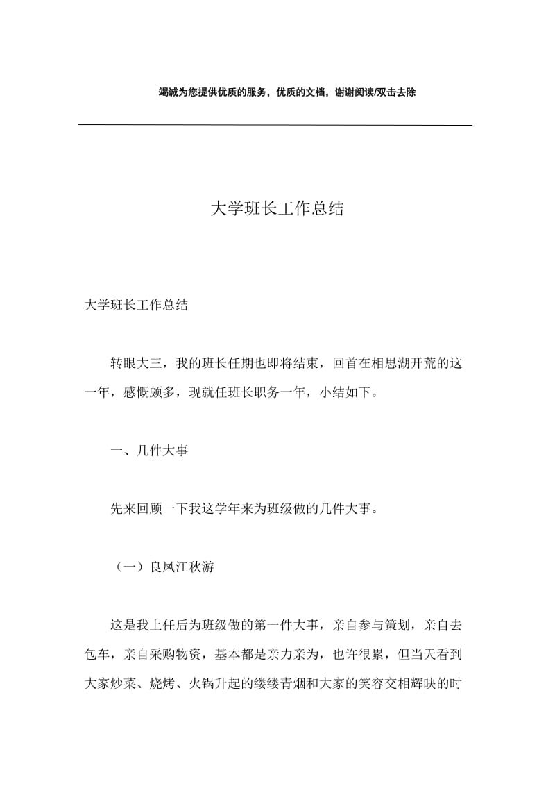 大学班长工作总结.docx_第1页