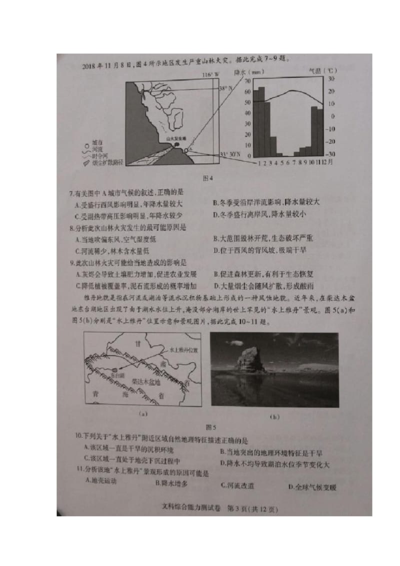 东北三省三校2019届高三第一次模拟文科综合试题扫描版含答案.pdf_第3页