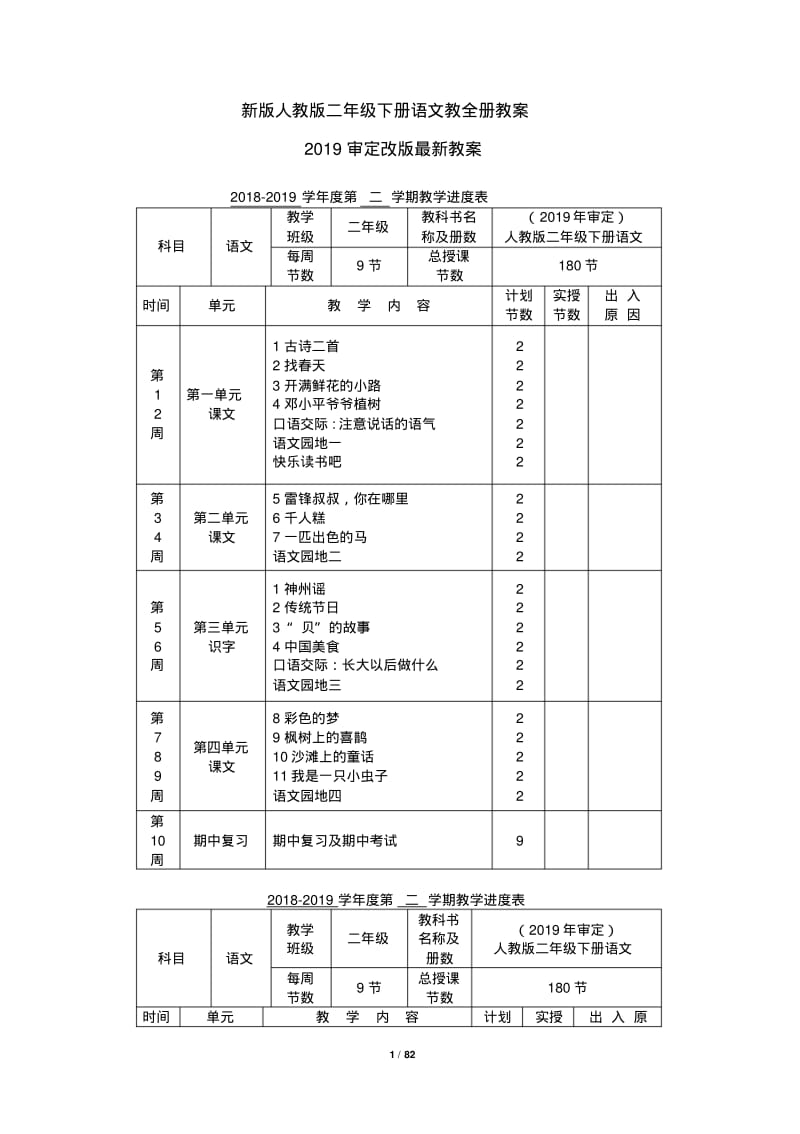 人教版二年级下册语文全册教案(新版).pdf_第1页