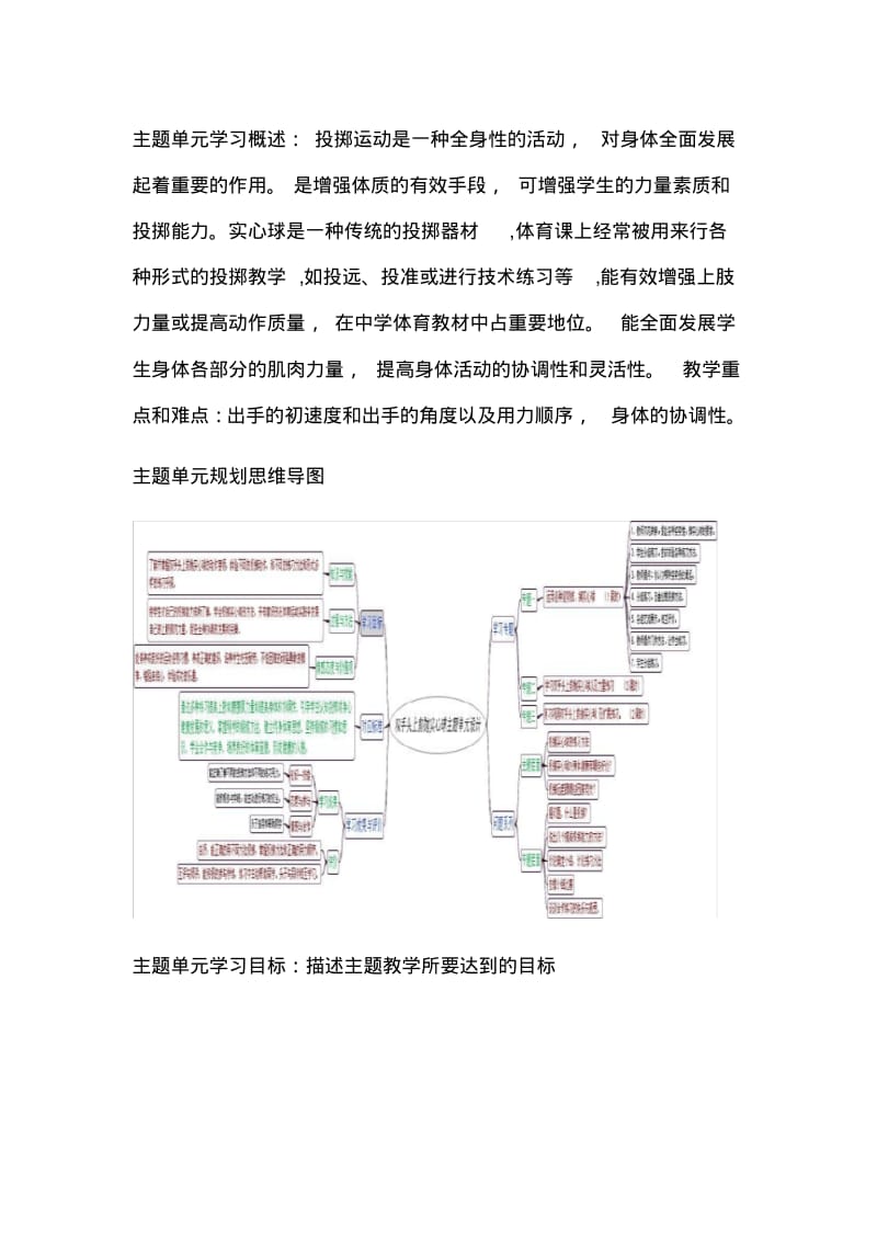 初中体育《前抛实心球》单元教学设计以及思维导图1.pdf_第2页